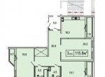 План трехкомнатной квартиры 115,8 кв.м