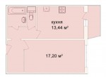 План однокомнатной квартиры с лоджией 45,87 м2