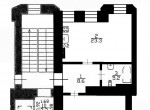 План квартиры с кухней-гостинной 23.3 м2